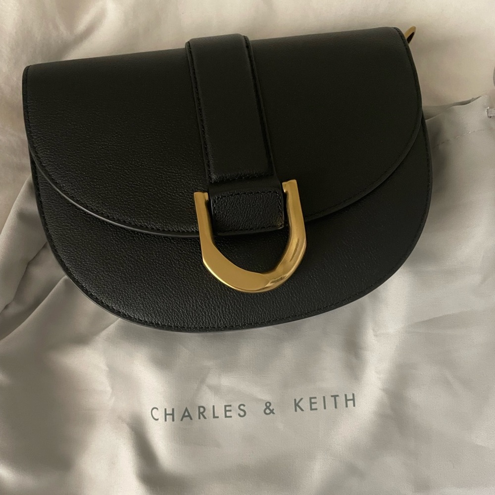 CHARLES & KEITH GABINE LEATHER SHOULDER BAG MEDIUM
